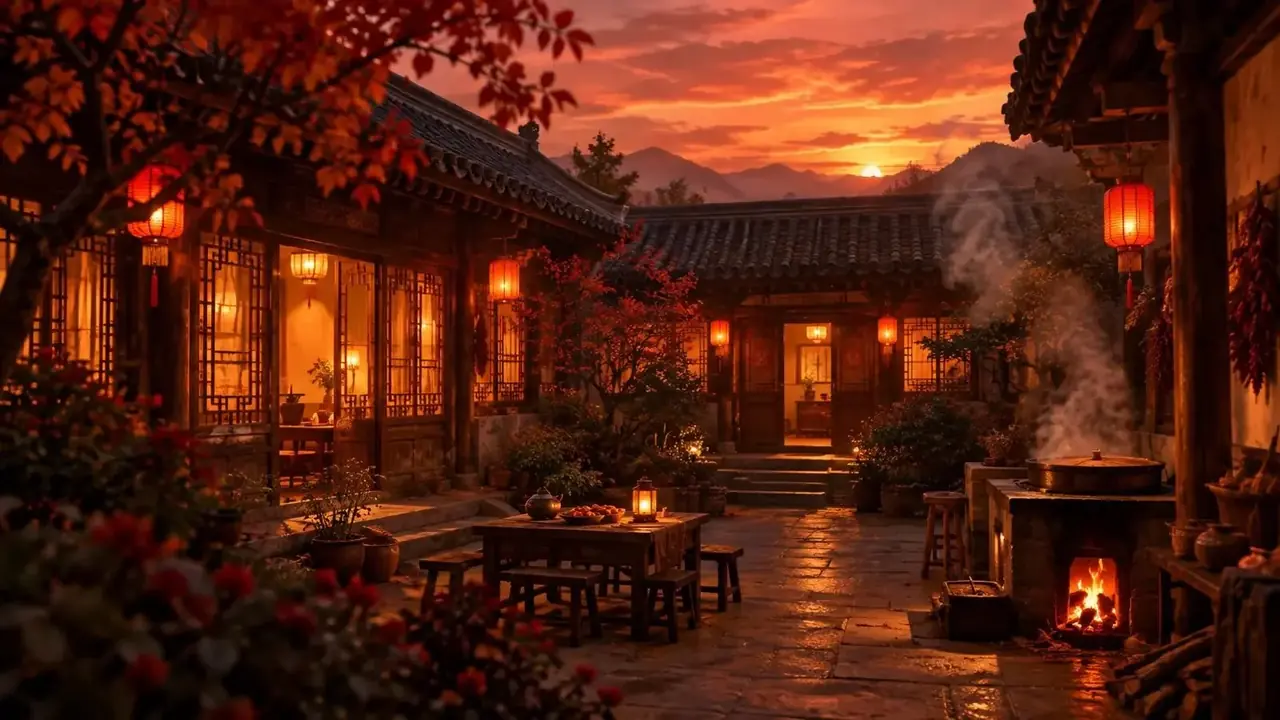 老屋的第三间房 - 91短剧亲情剧场 《老屋的第三间房》封面,老屋堂屋与暖黄灯下的空房间
