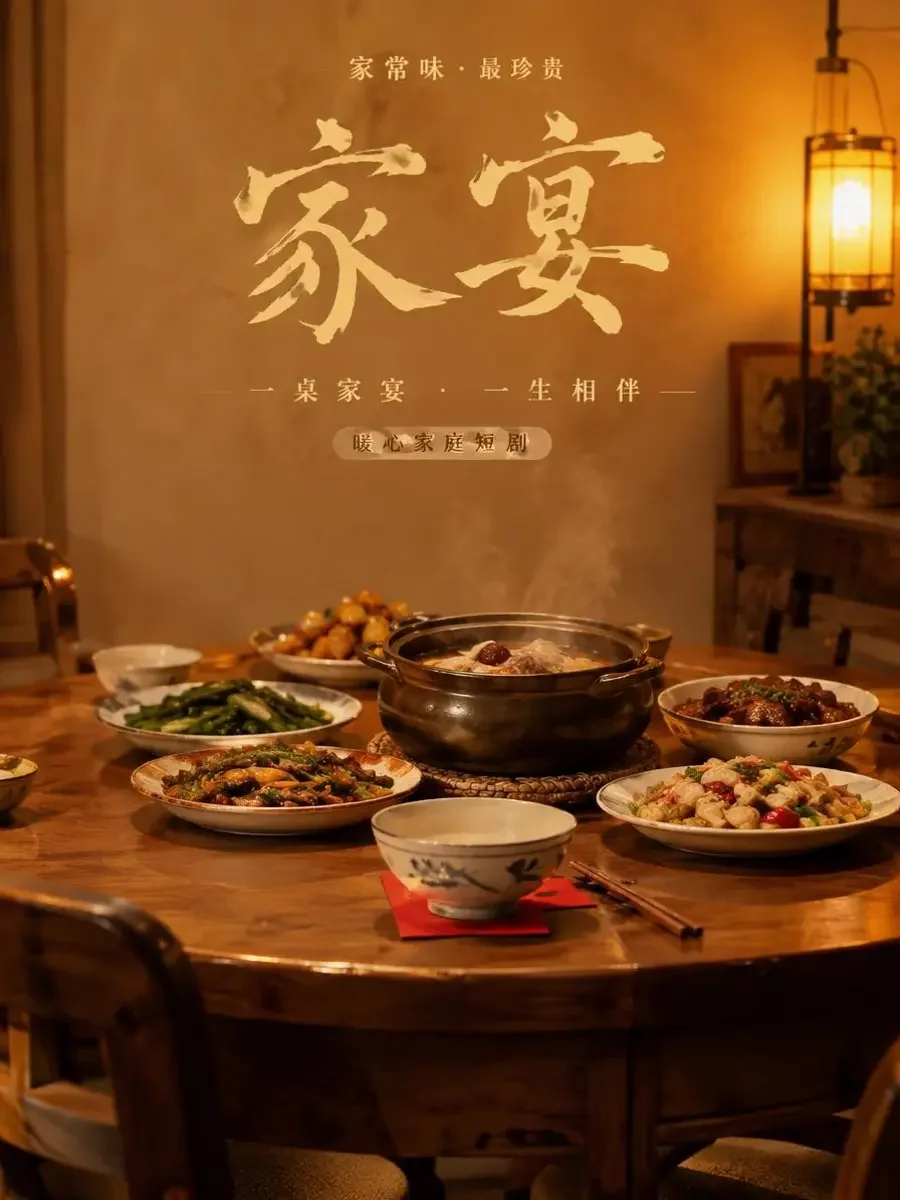 《饭桌上的家书》封面，摆满家常菜的木桌与碗下的信纸